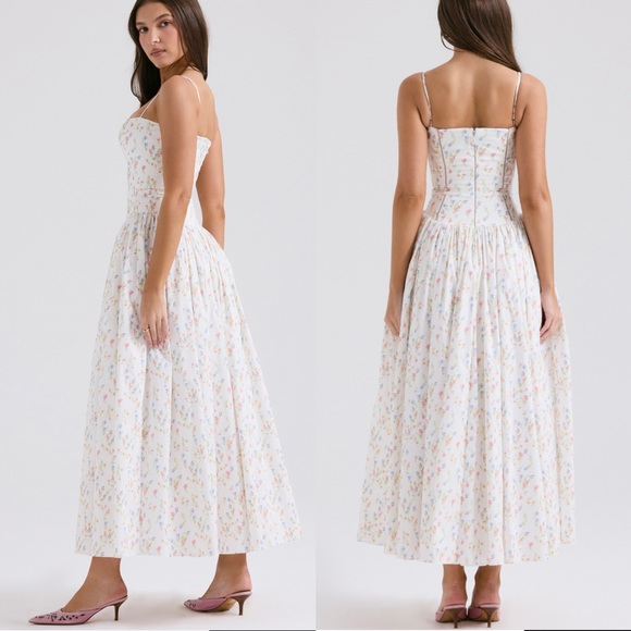 House of CB ‘Ysabella’ White Posy Print Cotton Maxi Sundress ♡ - Picture 2 of 3